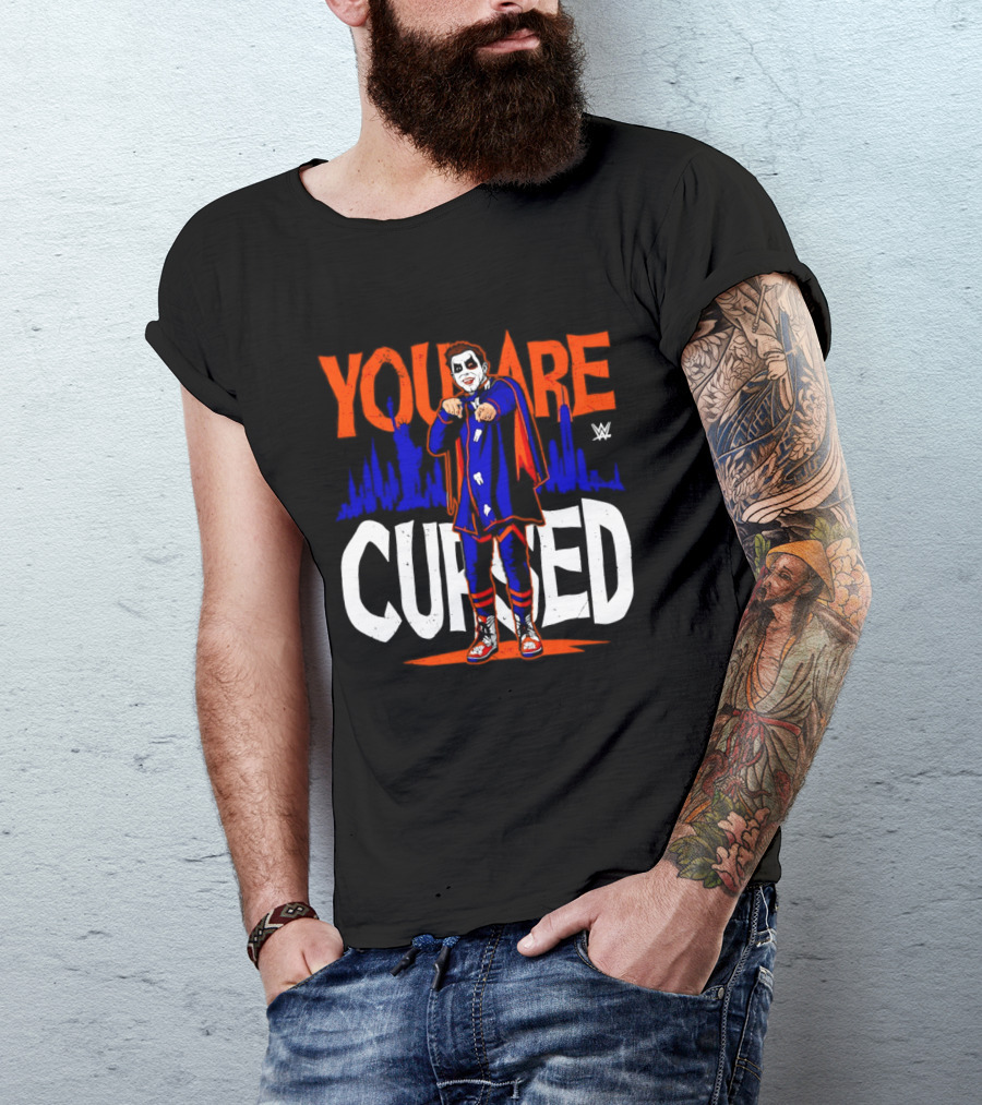 Danhausen You Are Cursed WWE Distressed Orange Blue Jokerface T-Shirt