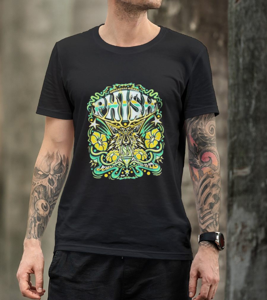 Phish Noblesville Indiana July 10 11 12 2026 Psychedelic Floral And Starburst T-Shirt