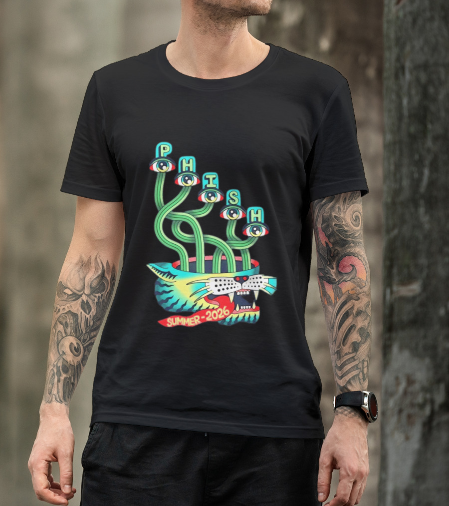 Phish Summer 2026 Jam Band Psychedelic Cat Eye Stalks T-Shirt