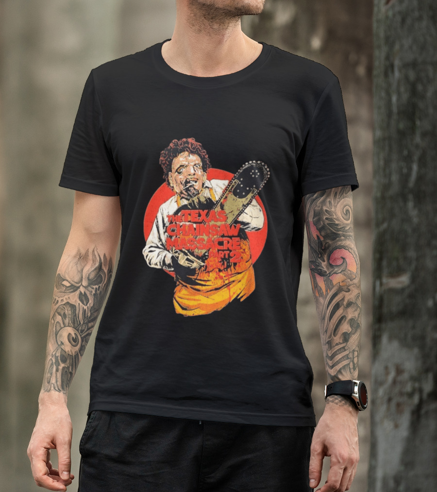 Texas Chainsaw Massacre Part 2 Bubba Chainsaw Graphic Burst T-Shirt
