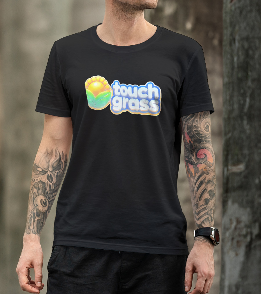 Touch Grass Plants Vs Zombies Sunflower Gaming Meme T-Shirt
