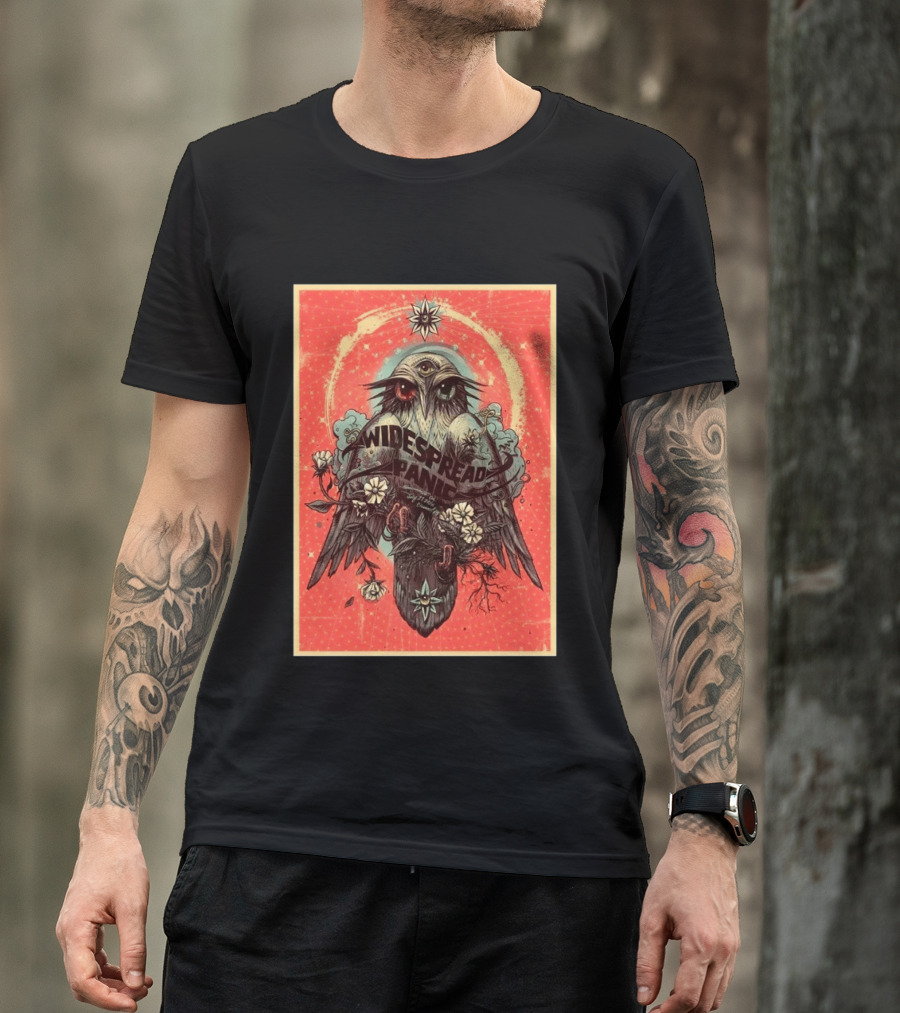 Widespread Panic Sacramento 2026 Event July 21 Venue Channel 24 Owl With Third Eye Floral Motif T-Shirt