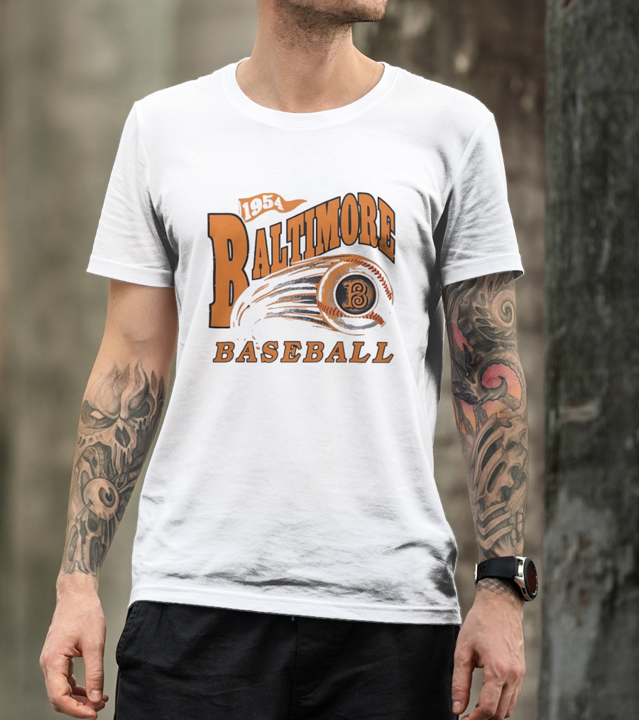 1954 Baltimore Baseball B Classic MLB Style Vintage Look T-Shirt