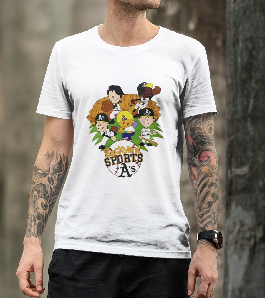 Backyard Sports A's Oakland Athletics MLB Characters Playing Baseball T-Shirt