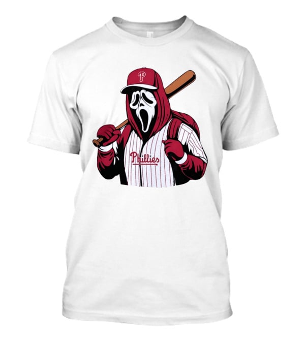 Philadelphia Phillies Ghostface Scream Baseball Horror Movie T-Shirt