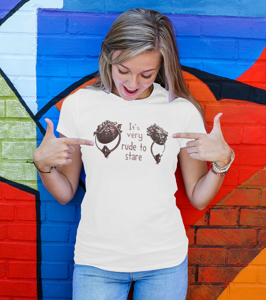 It's Very Rude To Stare Labyrinth Door Knockers Iconic Movie T-Shirt