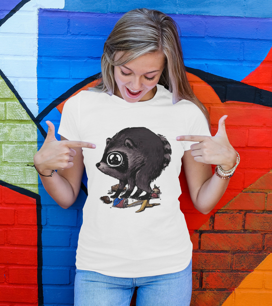 Jimothy Raccoon With Trash And Banana Peel T-Shirt