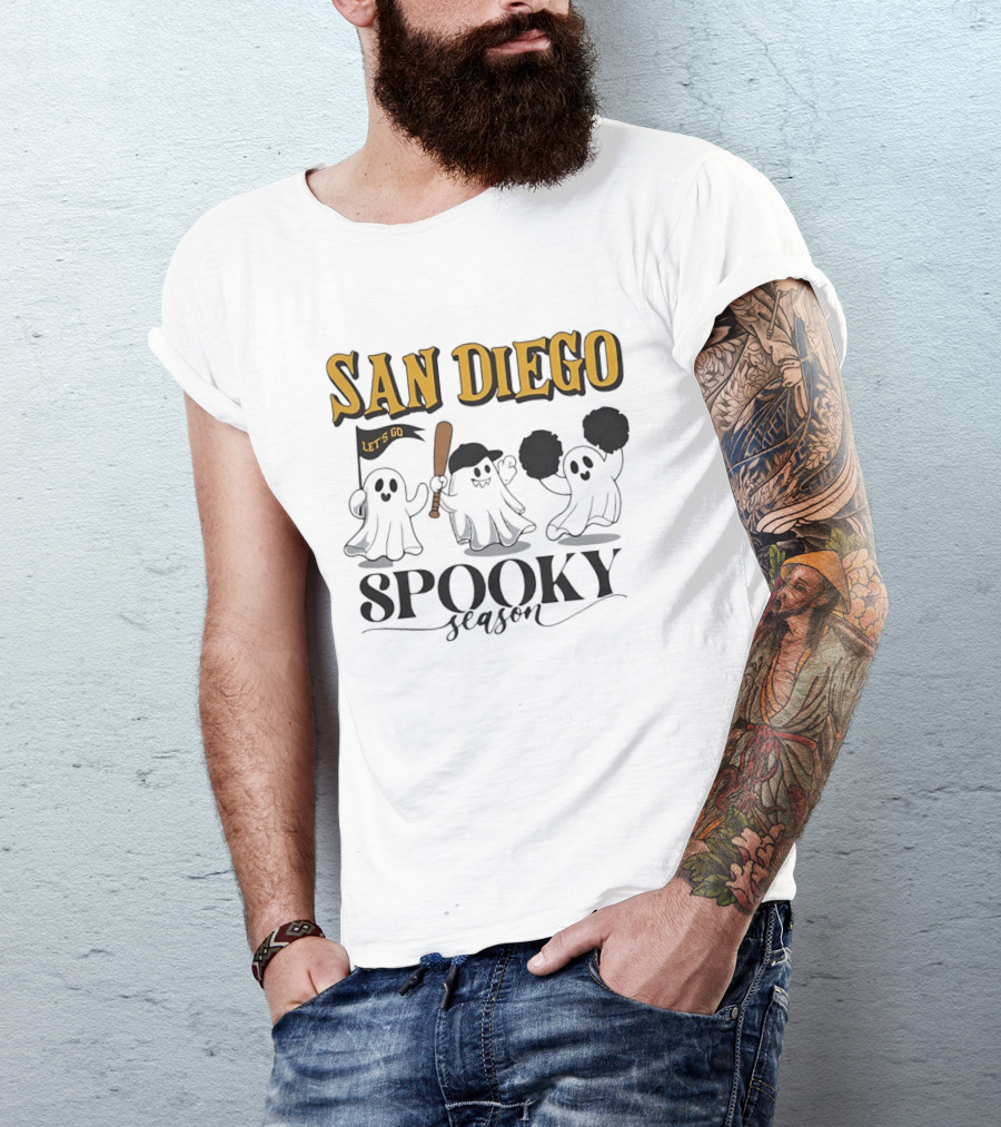 San Diego Let's Go Ghosts Spooky Season Baseball T-Shirt