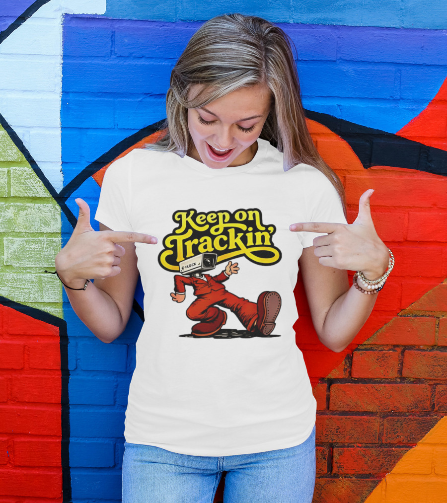 Keep On Trackin' Security Camera Head Person Walking T-Shirt