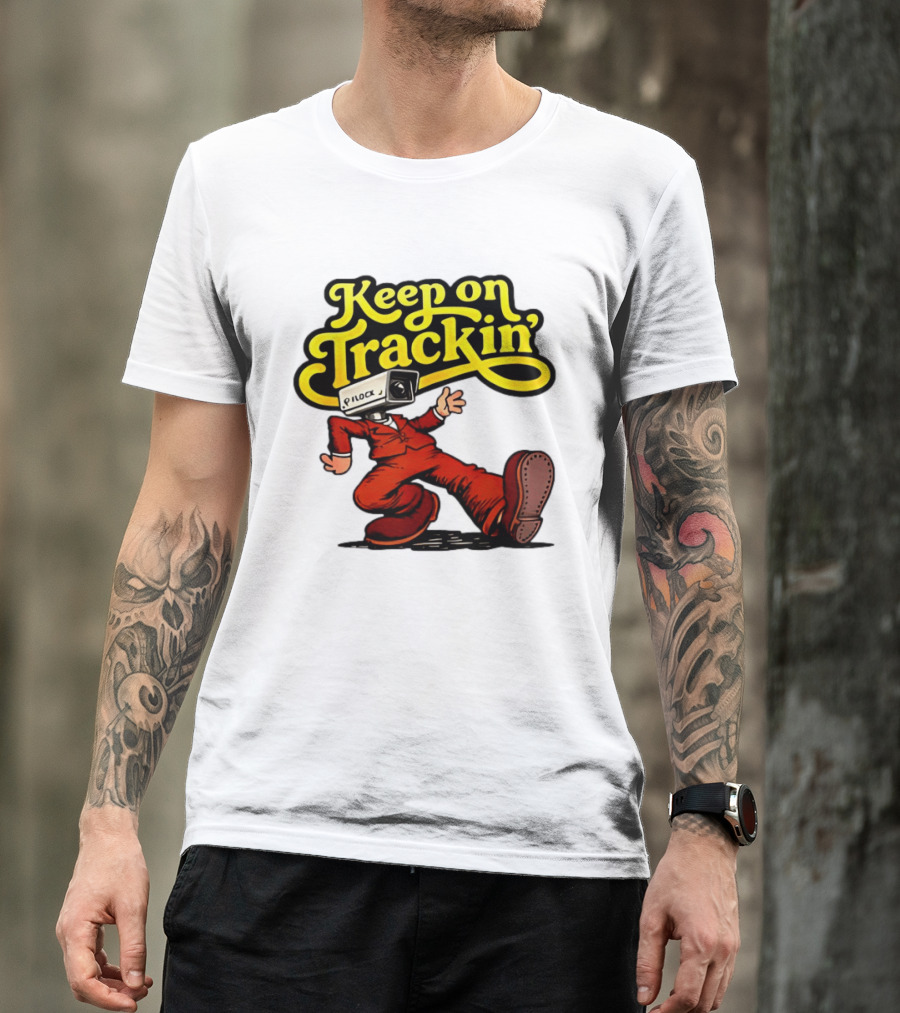Keep On Trackin' Security Camera Head Person Walking T-Shirt