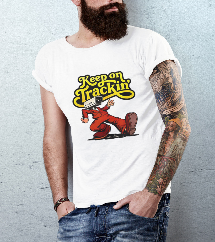 Keep On Trackin' Security Camera Head Person Walking T-Shirt
