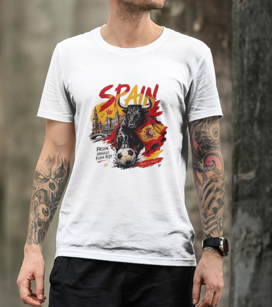 Spain Pasión Orgullo Furia Roja Vamos España Bull Flag 2026 T-Shirt