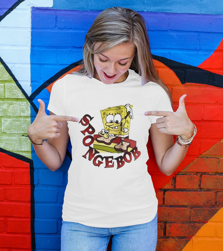 SpongeBob Assembling Sandwich With Hammer T-Shirt
