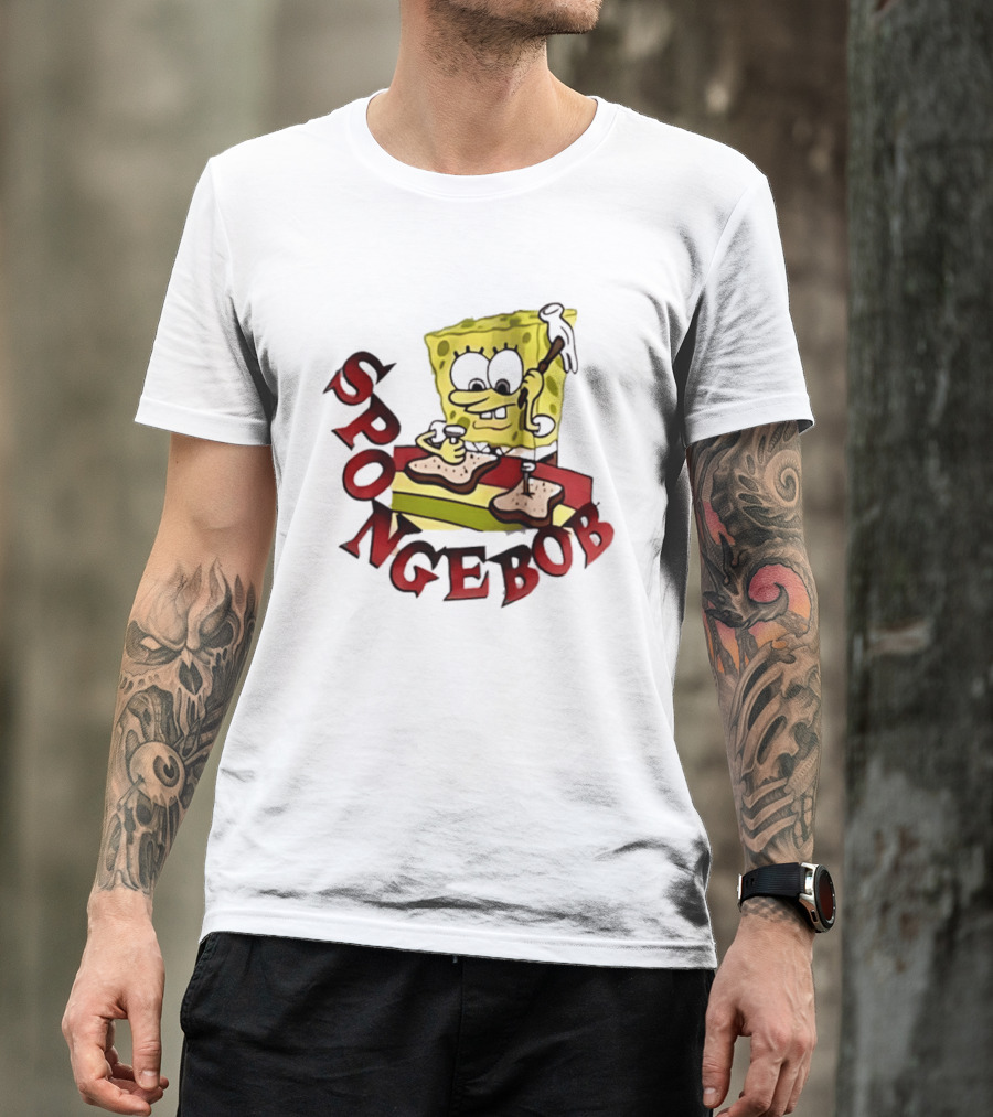 SpongeBob Assembling Sandwich With Hammer T-Shirt