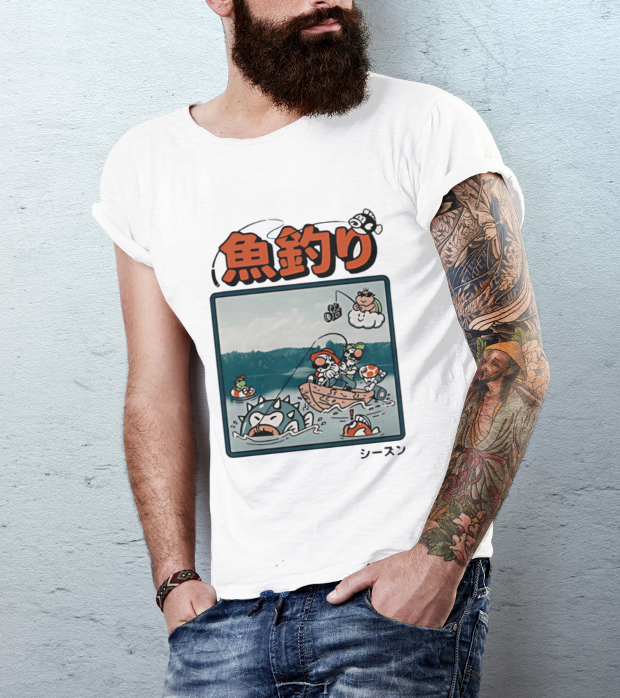 Super Mario Fishing Season Luigi Yoshi Toad Bowser Japan T-Shirt