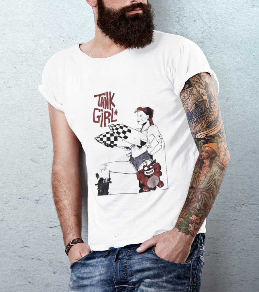 Tank Girl Checkered Missiles Red Text With Plush Toy T-Shirt