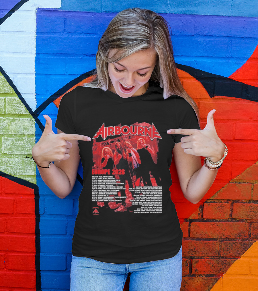 Airbourne Get Gutsy Europe 2026 Tour Dates And Cities T-Shirt