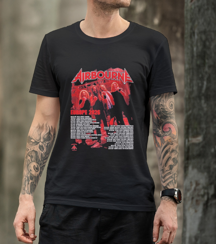 Airbourne Get Gutsy Europe 2026 Tour Dates And Cities T-Shirt