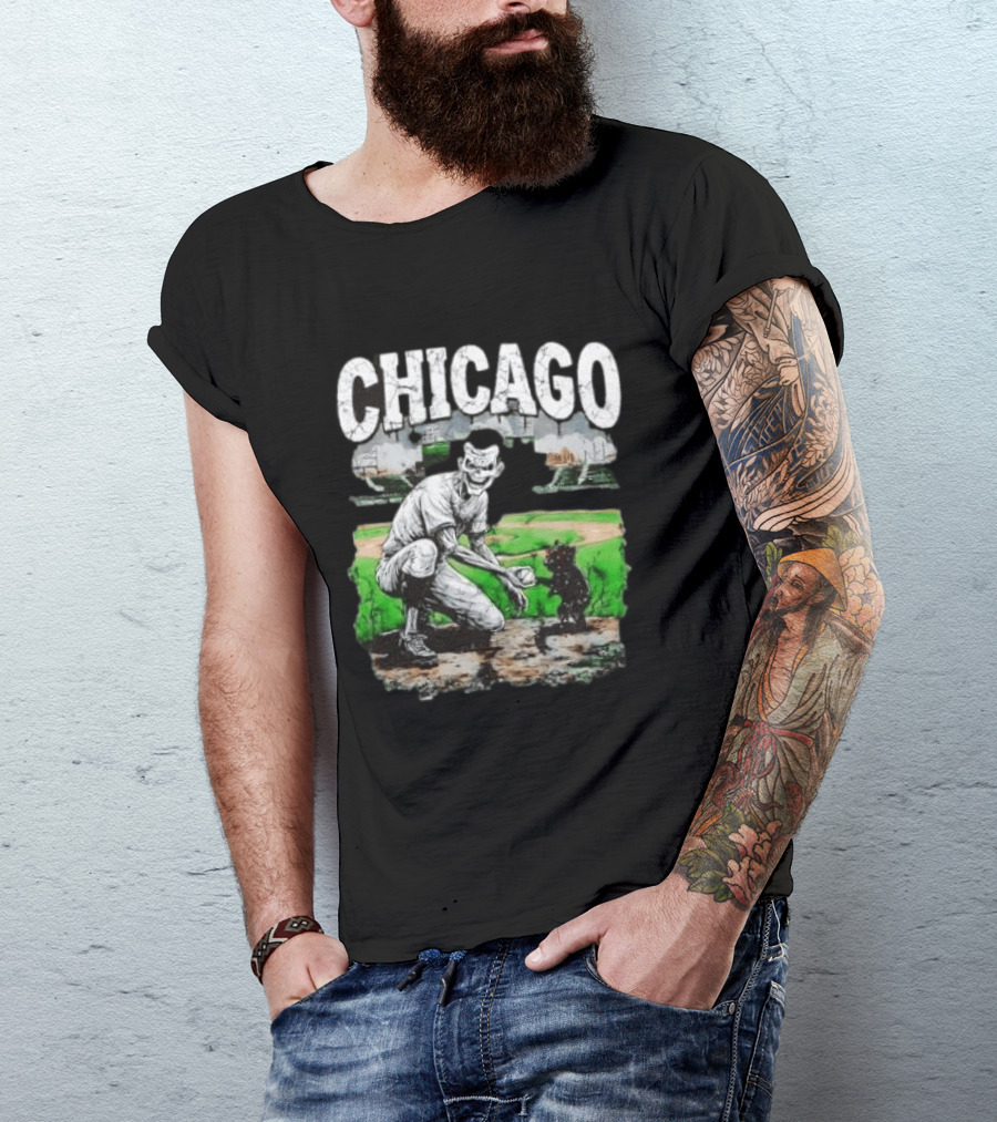 Chicago Undead Baseball Player With Cub On Field T-Shirt