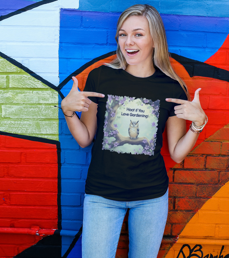 Hoot If You Love Gardening Owl In Blossom Tree T-Shirt