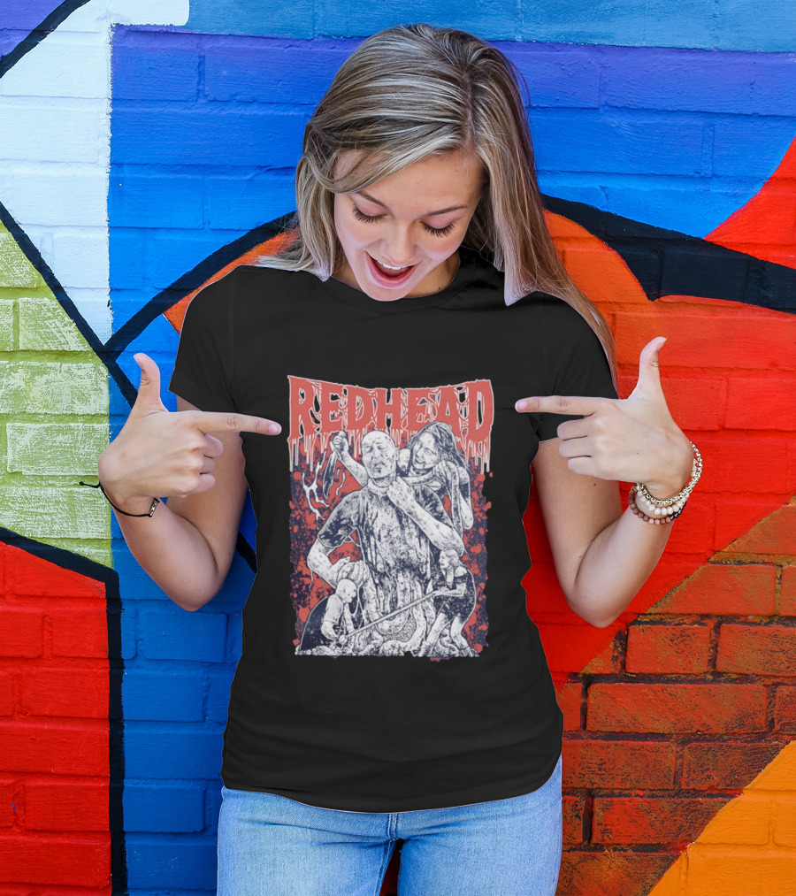Red Head Horror Gruesome Comic Style Bloodied Figures T-Shirt