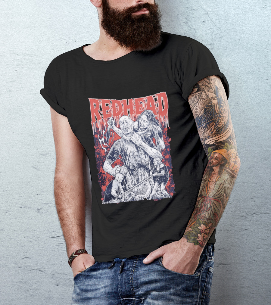 Red Head Horror Gruesome Comic Style Bloodied Figures T-Shirt