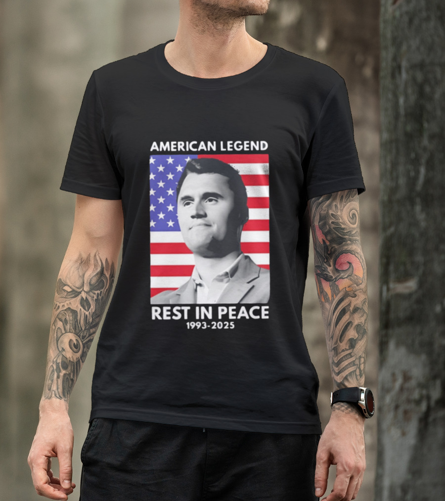 American Legend Rest In Peace Charlie Kirk 1993 2025 USA Flag T-Shirt