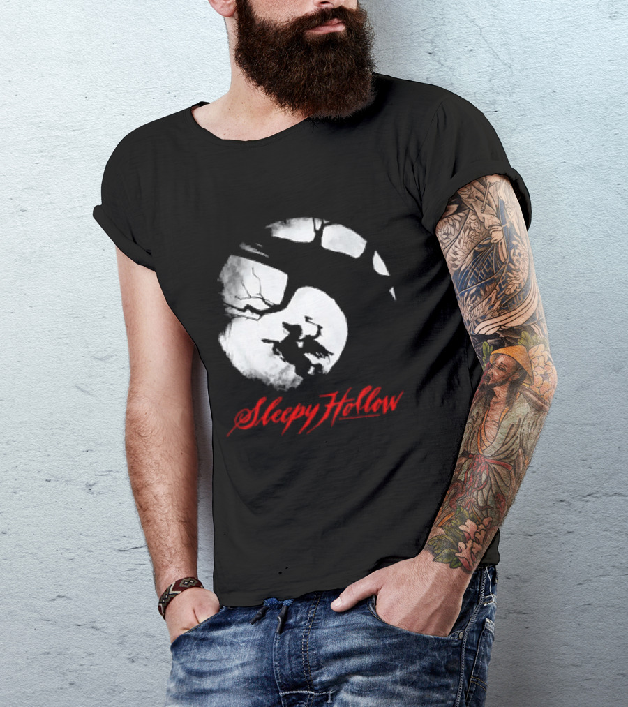 Sleepy Hollow Red Lettering Crescent Moon T-Shirt
