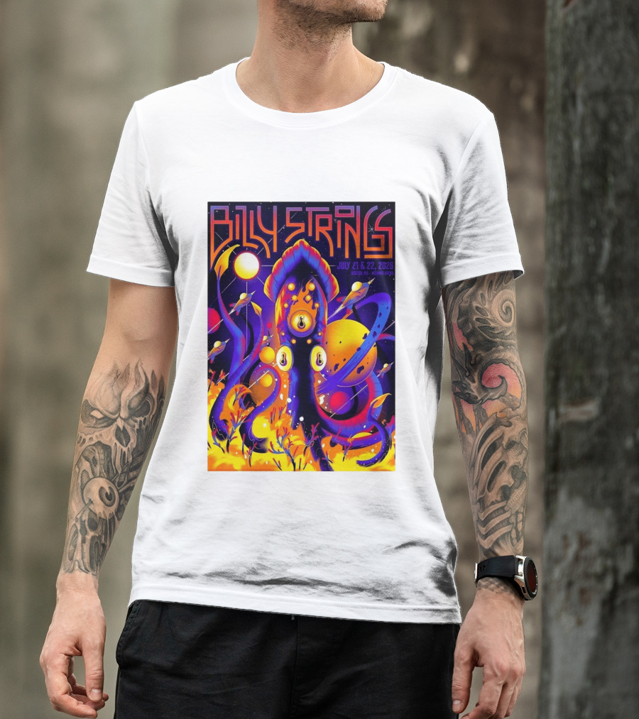Billy Strings Boston MA July 21 22 2026 Live Agganis Arena Event Psychedelic Cosmic Squid T-Shirt