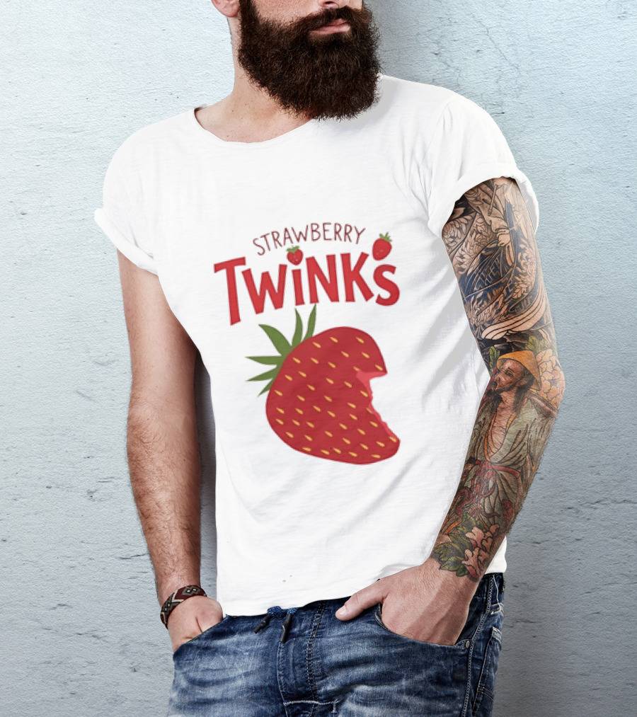 Strawberry Twinks Bitten Berry Fun Playful T-Shirt