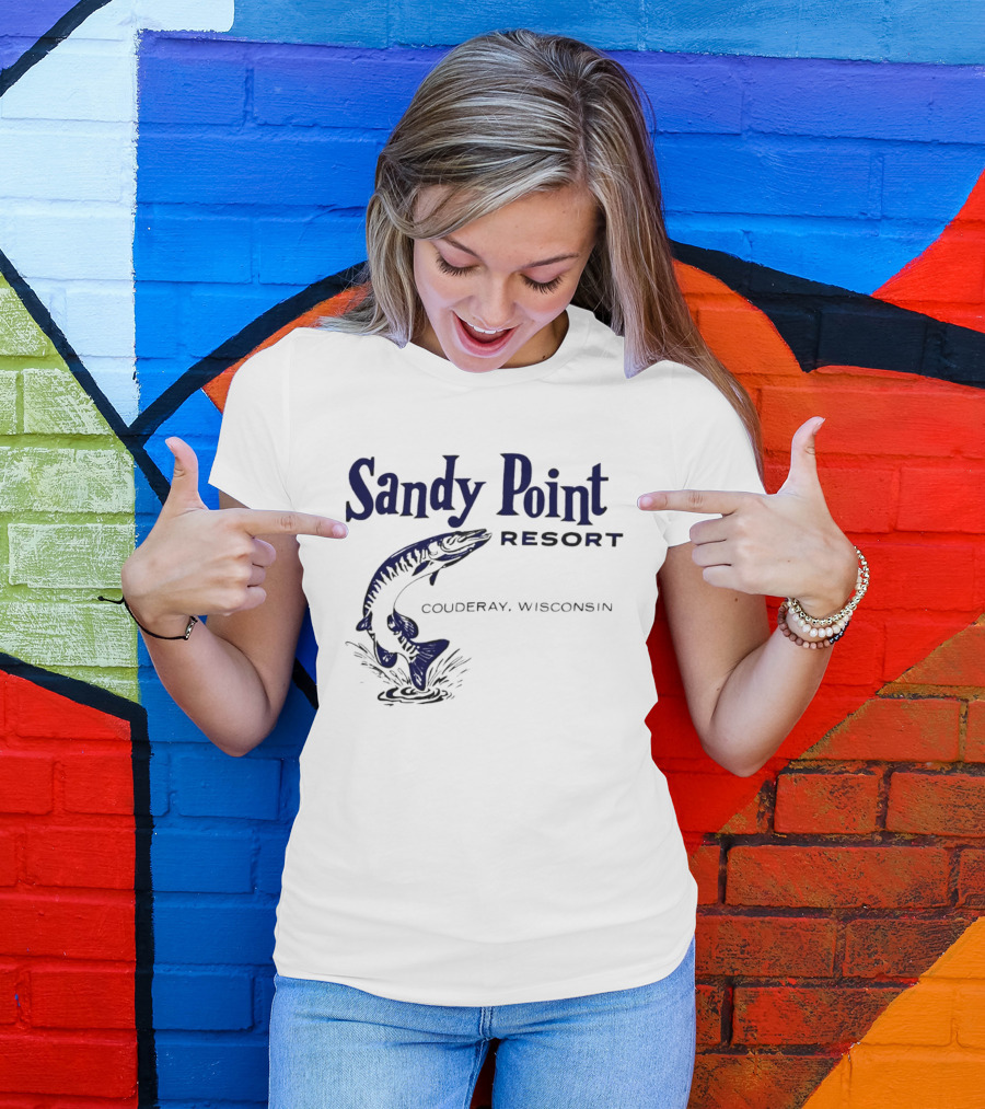 Sandy Point Resort Couderay Wisconsin Jumping Fish T-Shirt