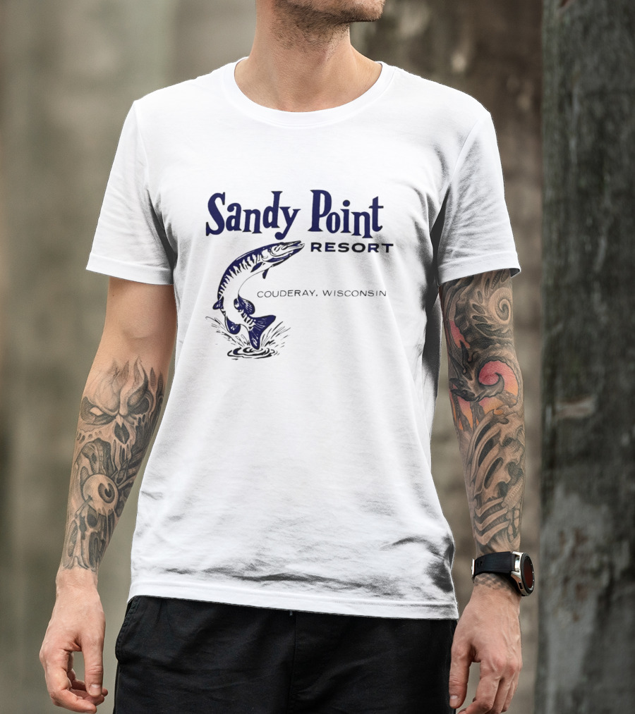 Sandy Point Resort Couderay Wisconsin Jumping Fish T-Shirt
