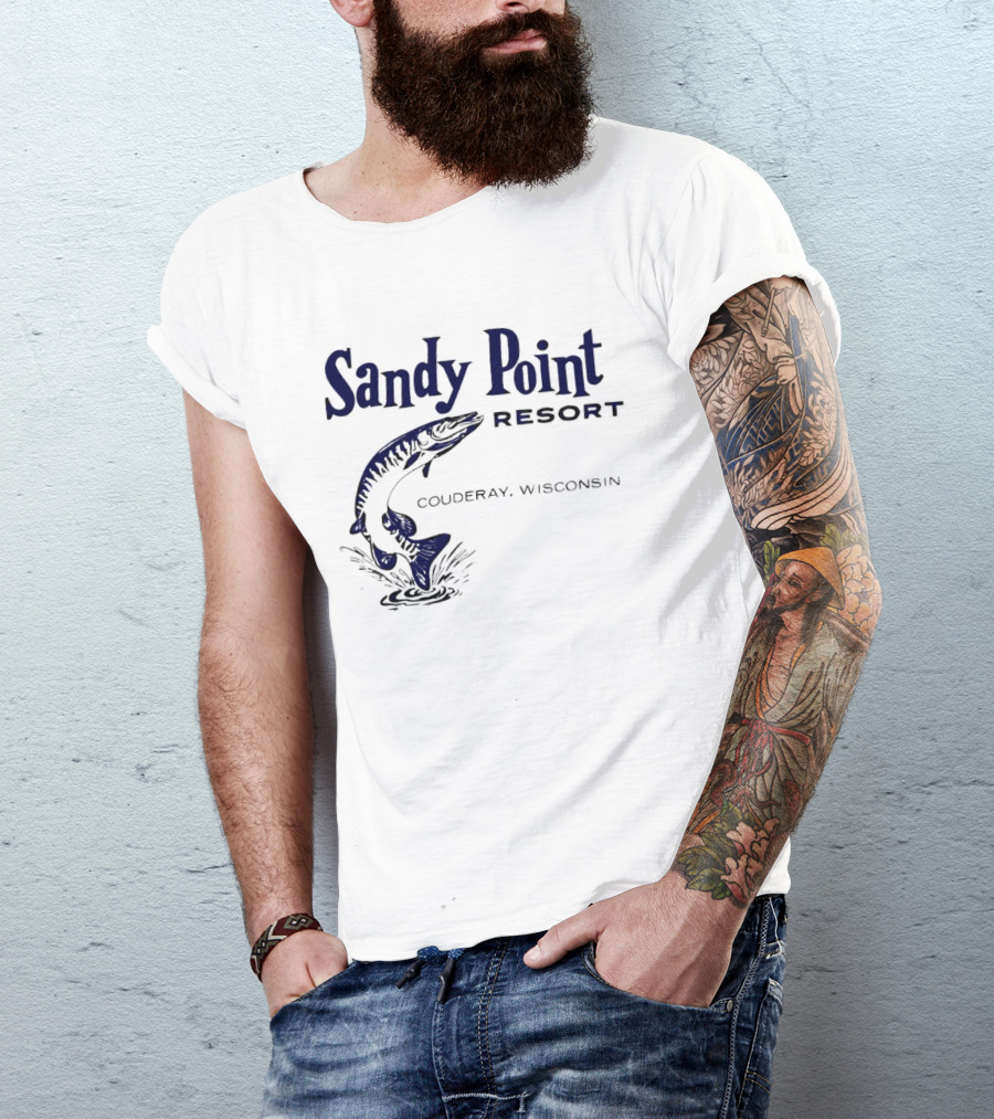 Sandy Point Resort Couderay Wisconsin Jumping Fish T-Shirt
