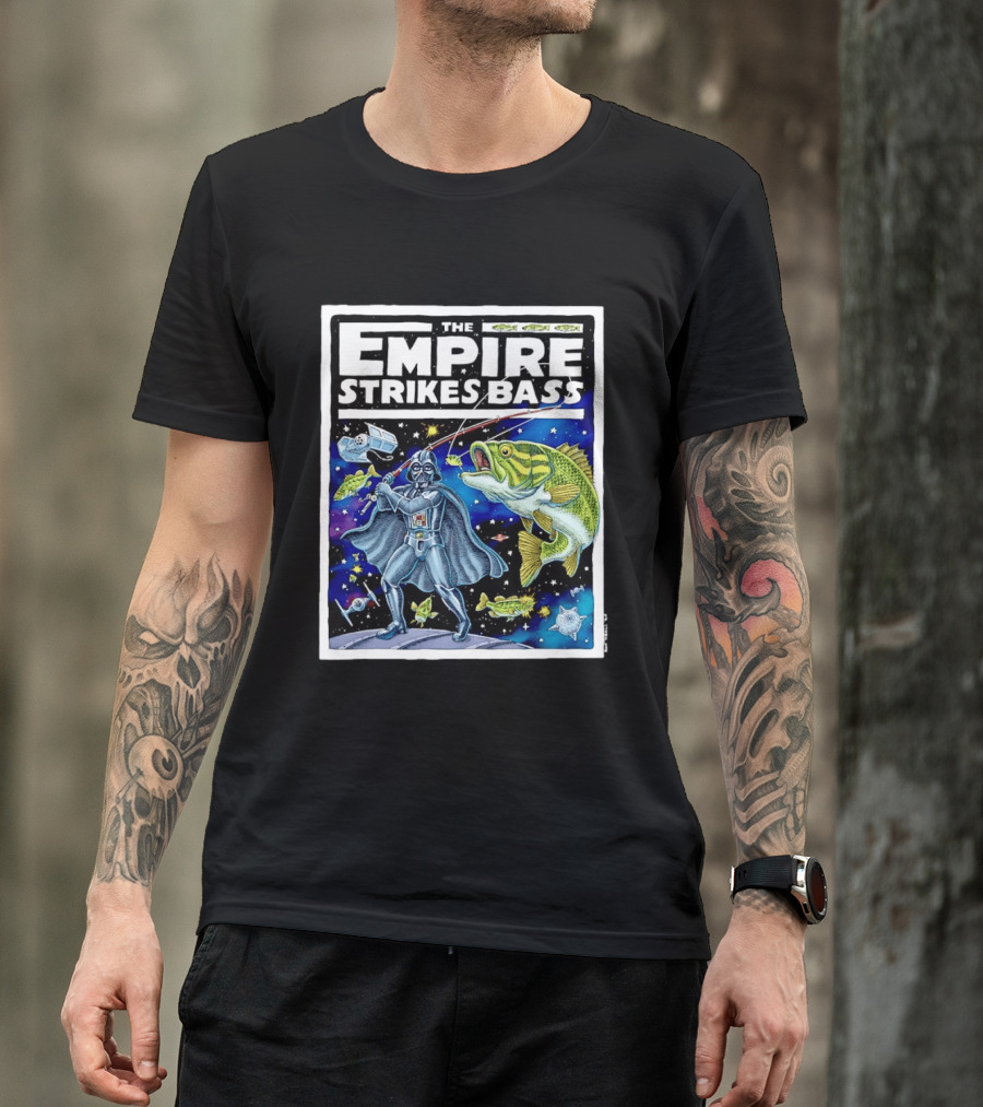 The Empire Strikes Bass Darth Vader Fishing Space Adventure T-Shirt