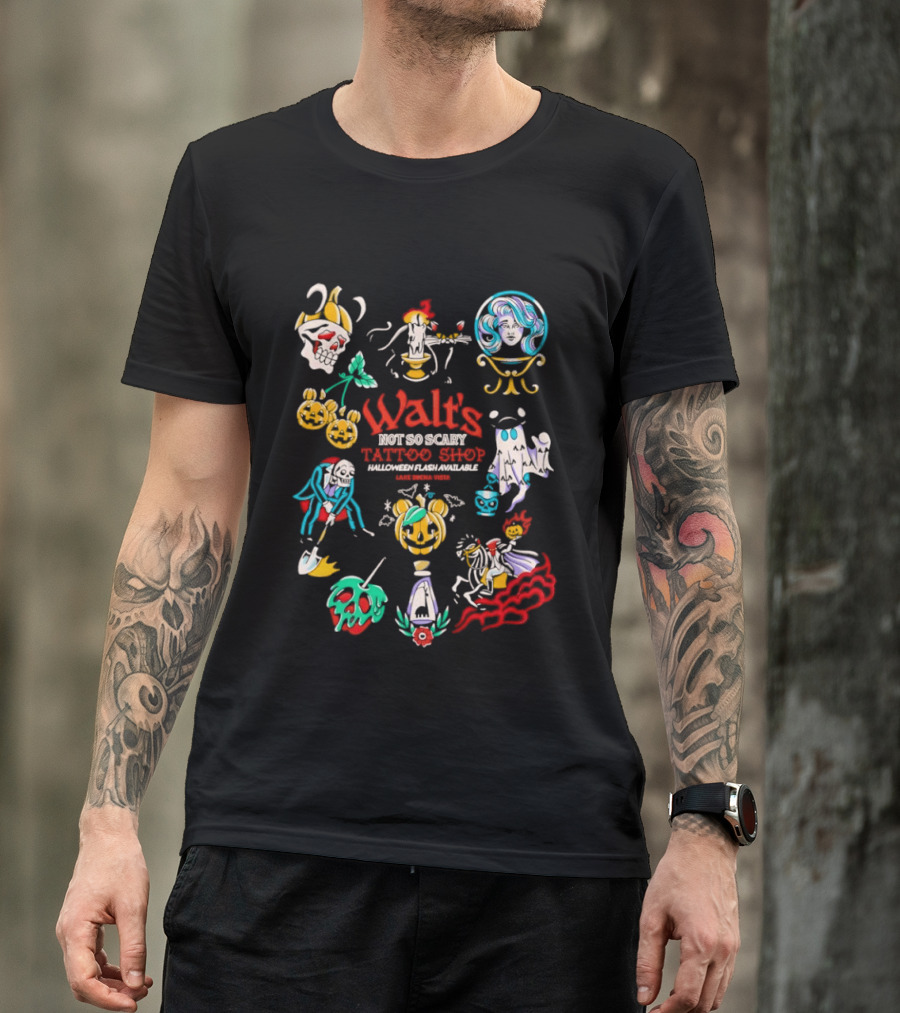 Walt's Not So Scary Tattoo Shop Halloween Flash Lake Buena Vista T-Shirt