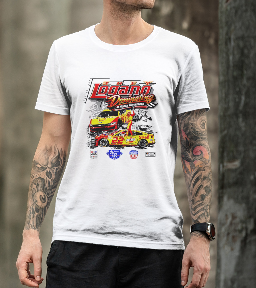 Joey Logano Dominating July 18 2026 North Wilkesboro Pennzoil Shell 22 Racing T-Shirt