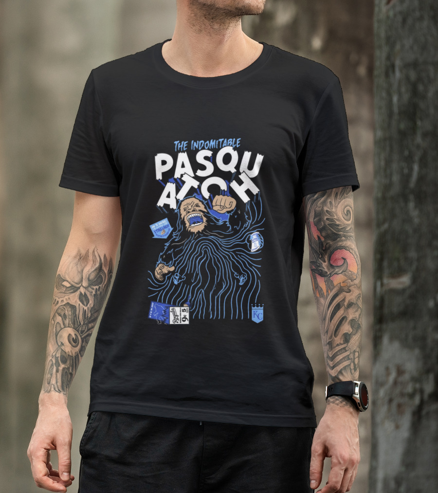 2026 Royals The Indomitable Pasquatch He's Here Fear The Beard KC Baseball T-Shirt