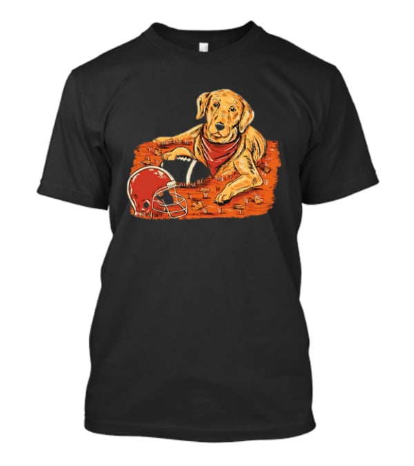 Labrador Retriever Fall Football Scene With Maroon Helmet T-Shirt