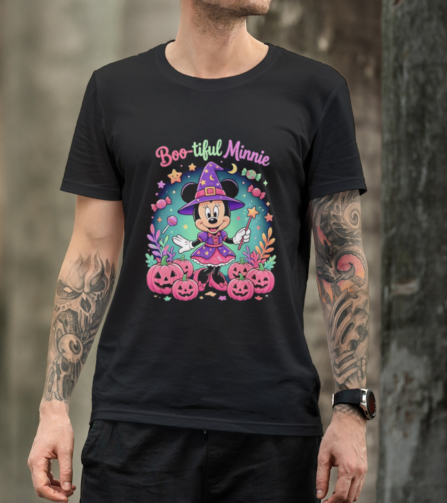 Boo Tiful Minnie Halloween Pumpkin Witch Disney Magic T-Shirt