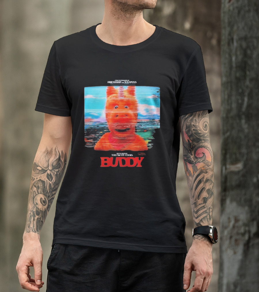 Buddy Unicorn Friendship And Weapons Movie Premiere August 28 2026 T-Shirt