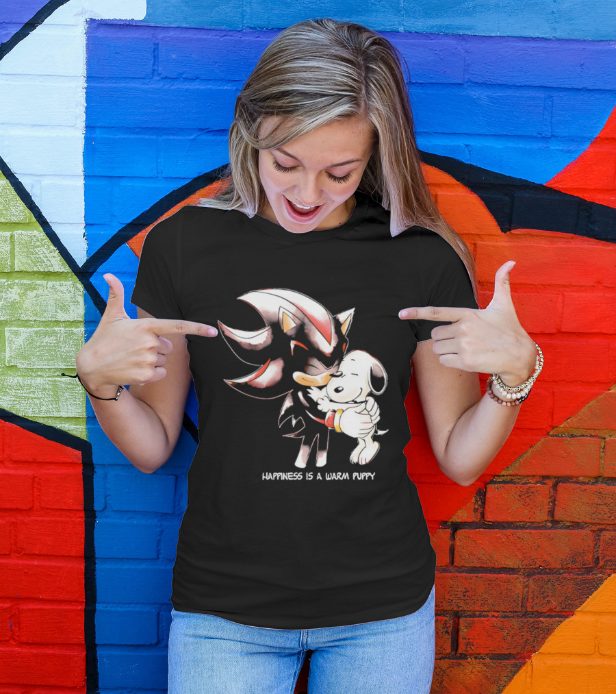 Happiness Is A Warm Puppy Shadow The Hedgehog Embrace T-Shirt