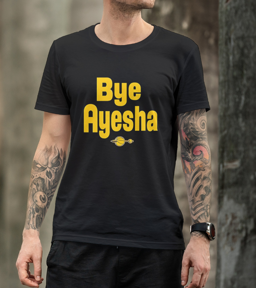 Bye Ayesha Basketball Team Yellow Text With Ball And Hoop T-Shirt