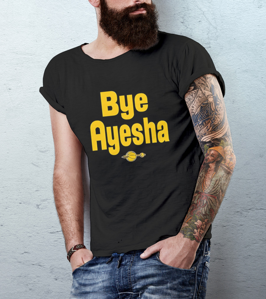 Bye Ayesha Basketball Team Yellow Text With Ball And Hoop T-Shirt