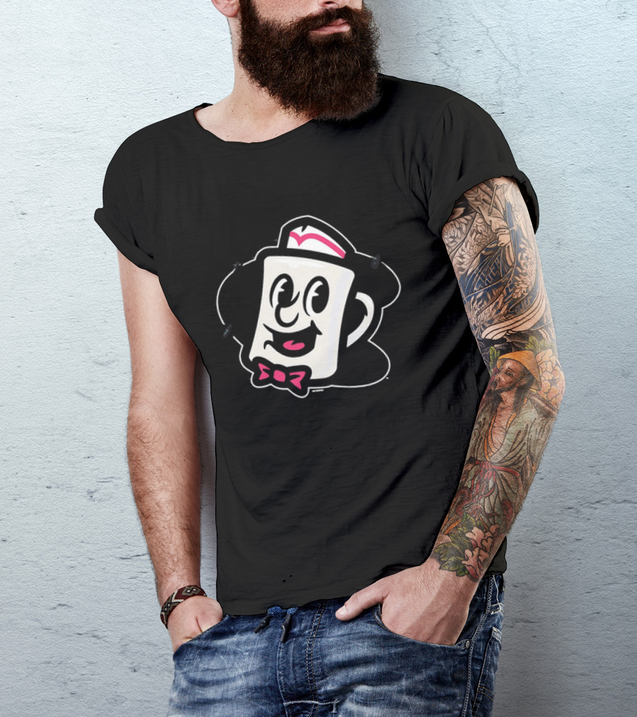 Diner Coffee Cup Cartoon With Smile And Bowtie T-Shirt