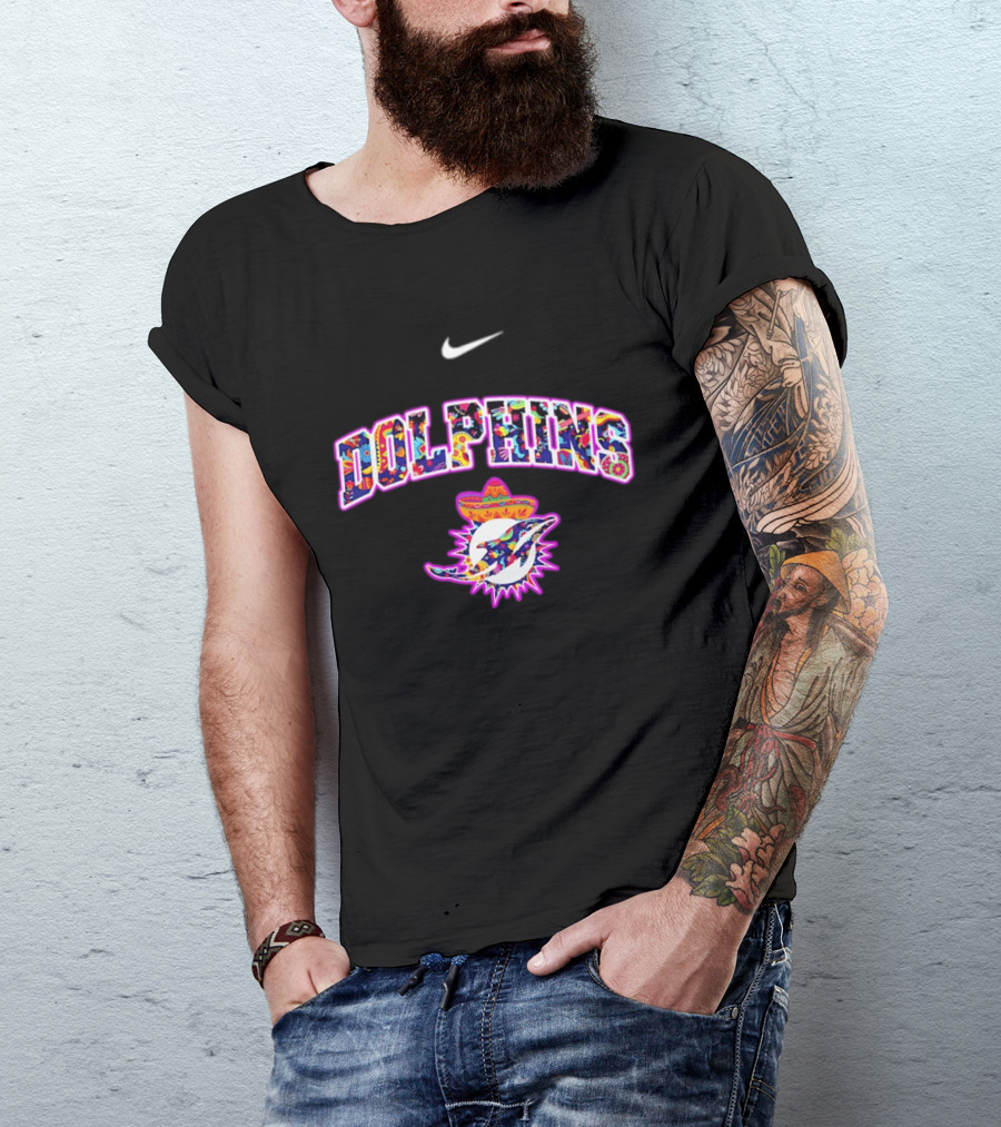 Nike Dolphins Hispanic Heritage Fiesta Florals Sombrero T-Shirt