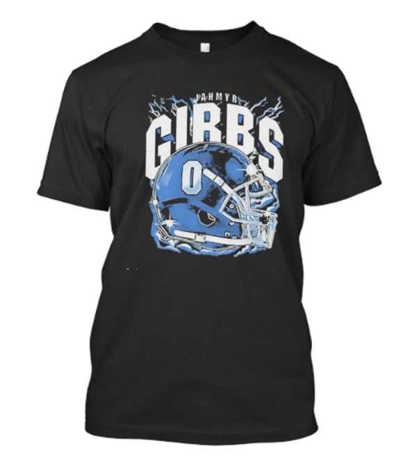Jahmyr Gibbs Detroit Football Helmet Lions Number 0 T-Shirt