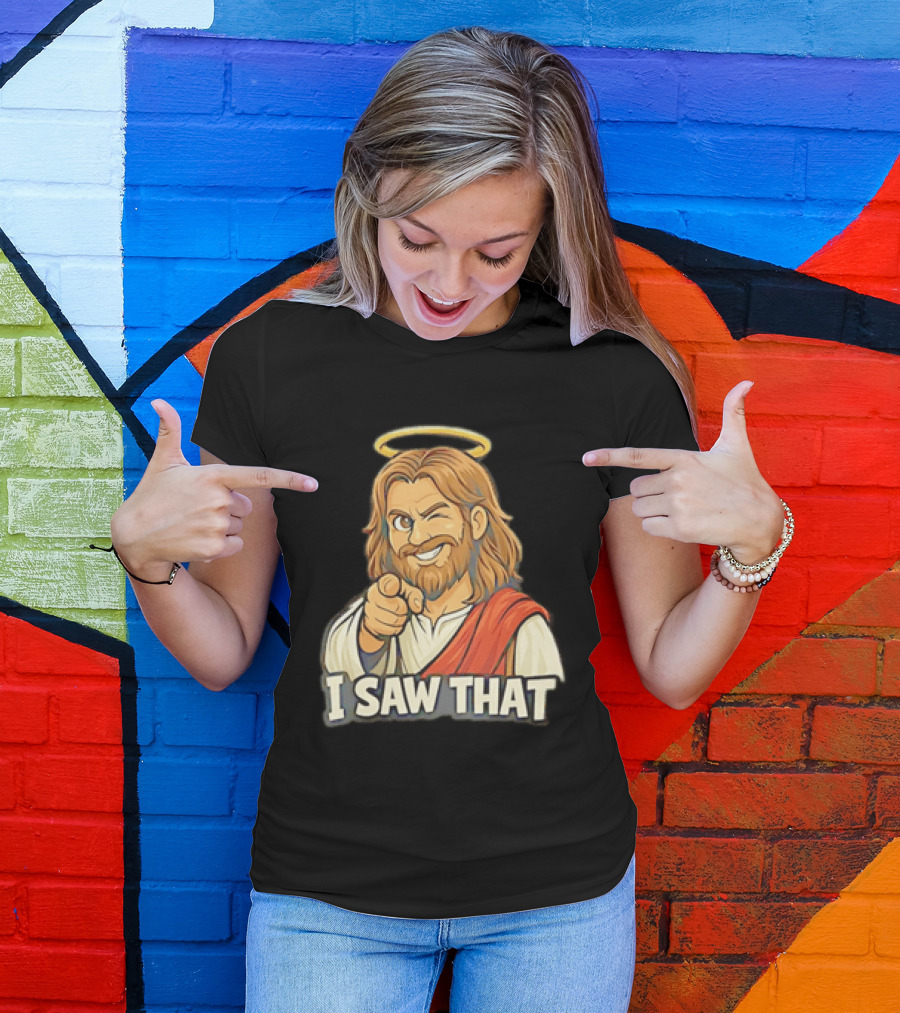 Jesus Winking Pointing I Saw That Halo Robe T-Shirt