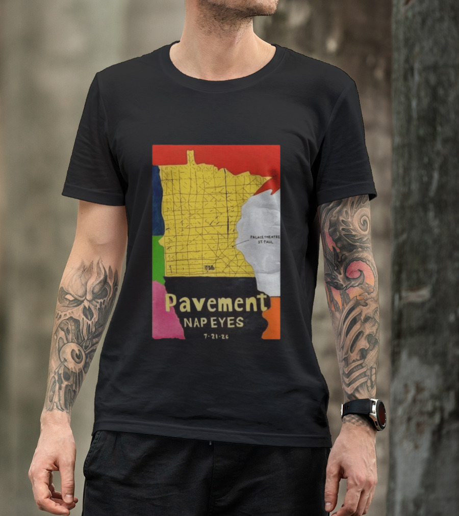 Pavement Nap Eyes Palace Theatre St Paul July 21 2026 Minnesota Map T-Shirt