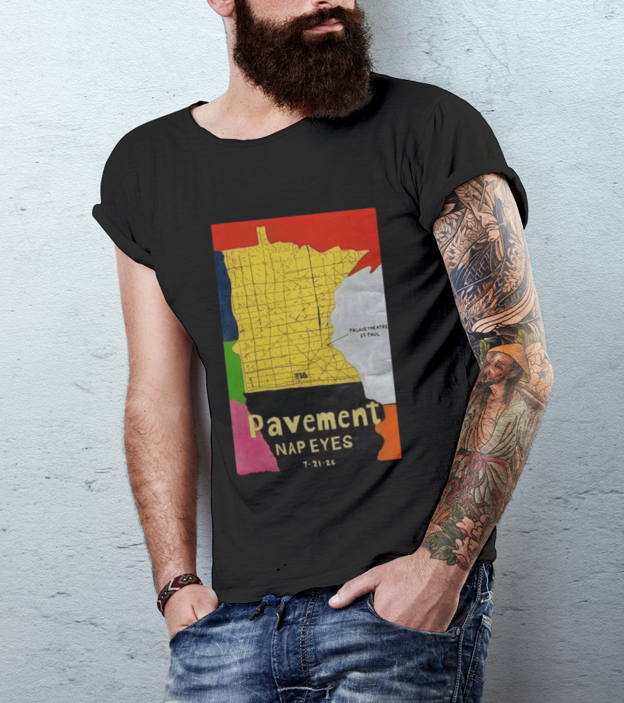 Pavement Nap Eyes Palace Theatre St Paul July 21 2026 Minnesota Map T-Shirt