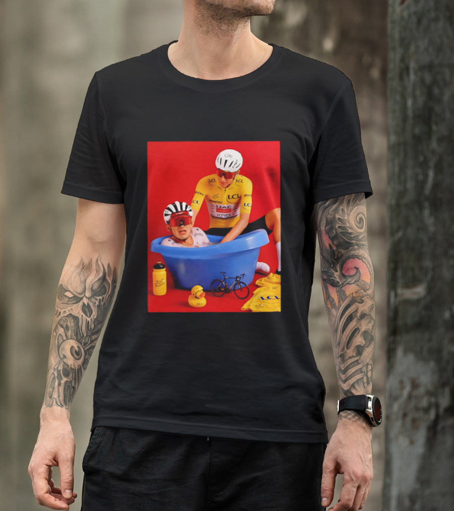 Tadej Pogačar Isaac Del Toro LCL UAE Team 2026 Cycling Bath Scene T-Shirt